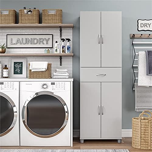 Dove Gray Storage Cabinet with Drawer R633