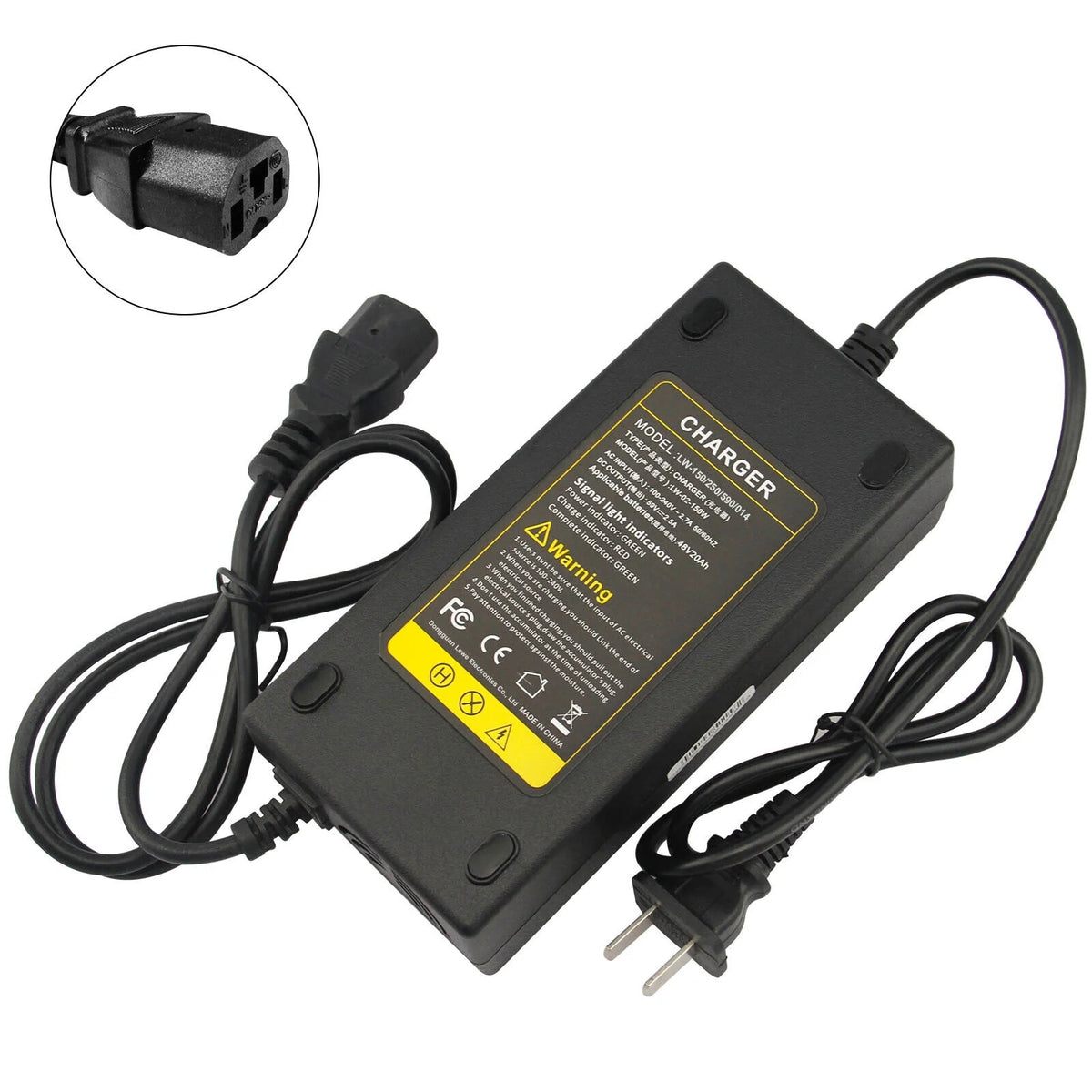 150W 59V 2.5A Charger For 48V Lead Acid Battery Electric Scooter Motorcycle Bicycle J8853