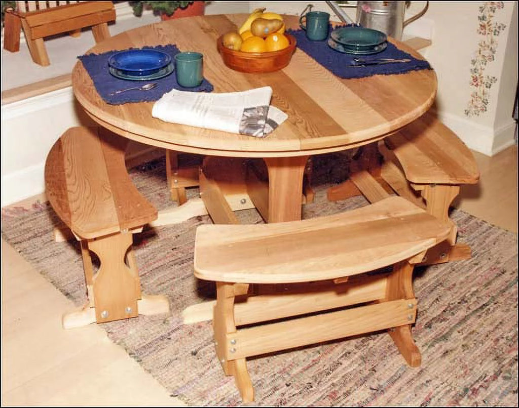 Red Cedar Round Trestle Picnic Table with Benches X335