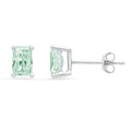 14K White Gold Emerald Cut Solitaire Stud Earrings R7270
