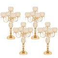 5-Arm Crystal Candelabra Candle Holder Stand with Crystal Bowl R17474