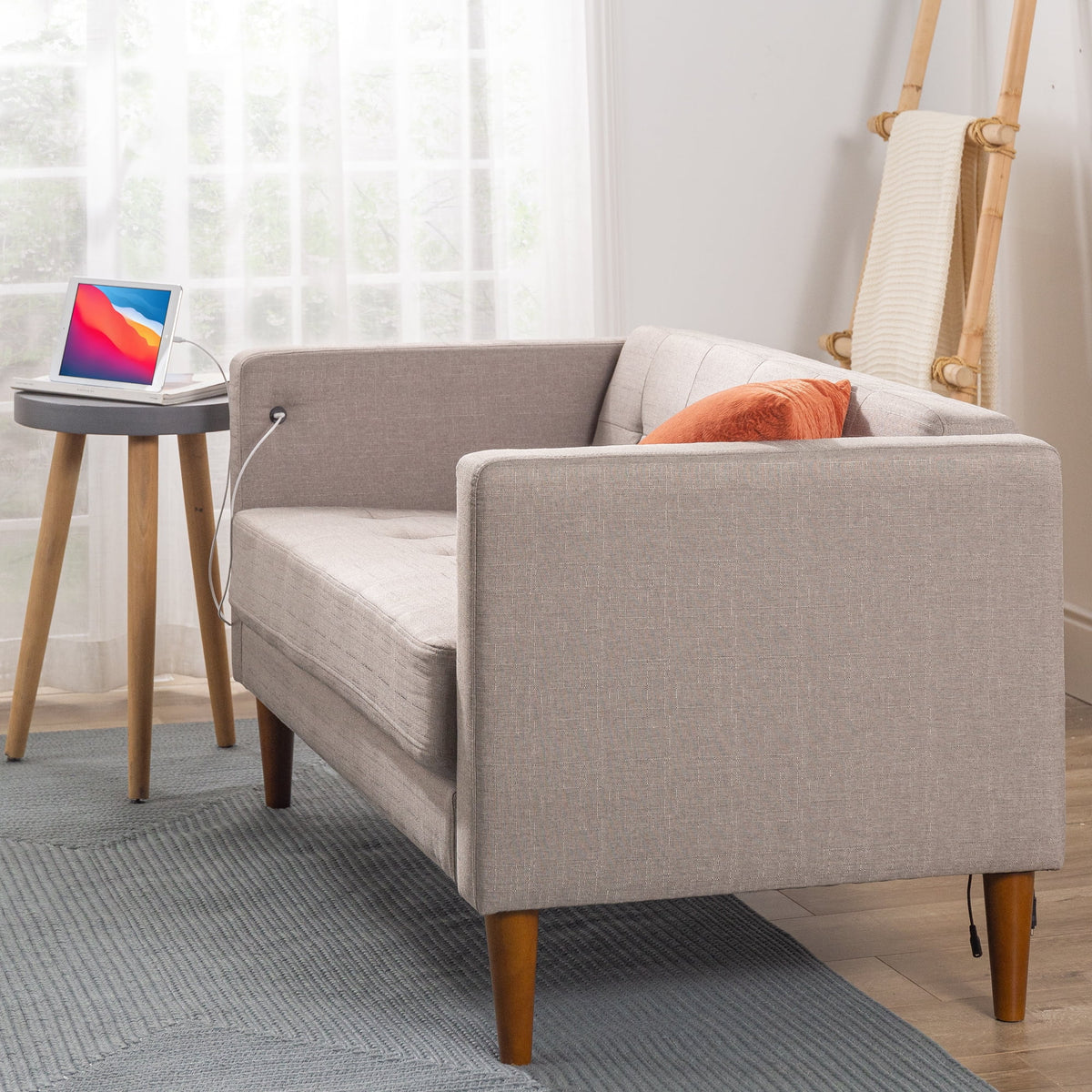 Oatmeal 2 Seat Loveseat with USB Ports R47127