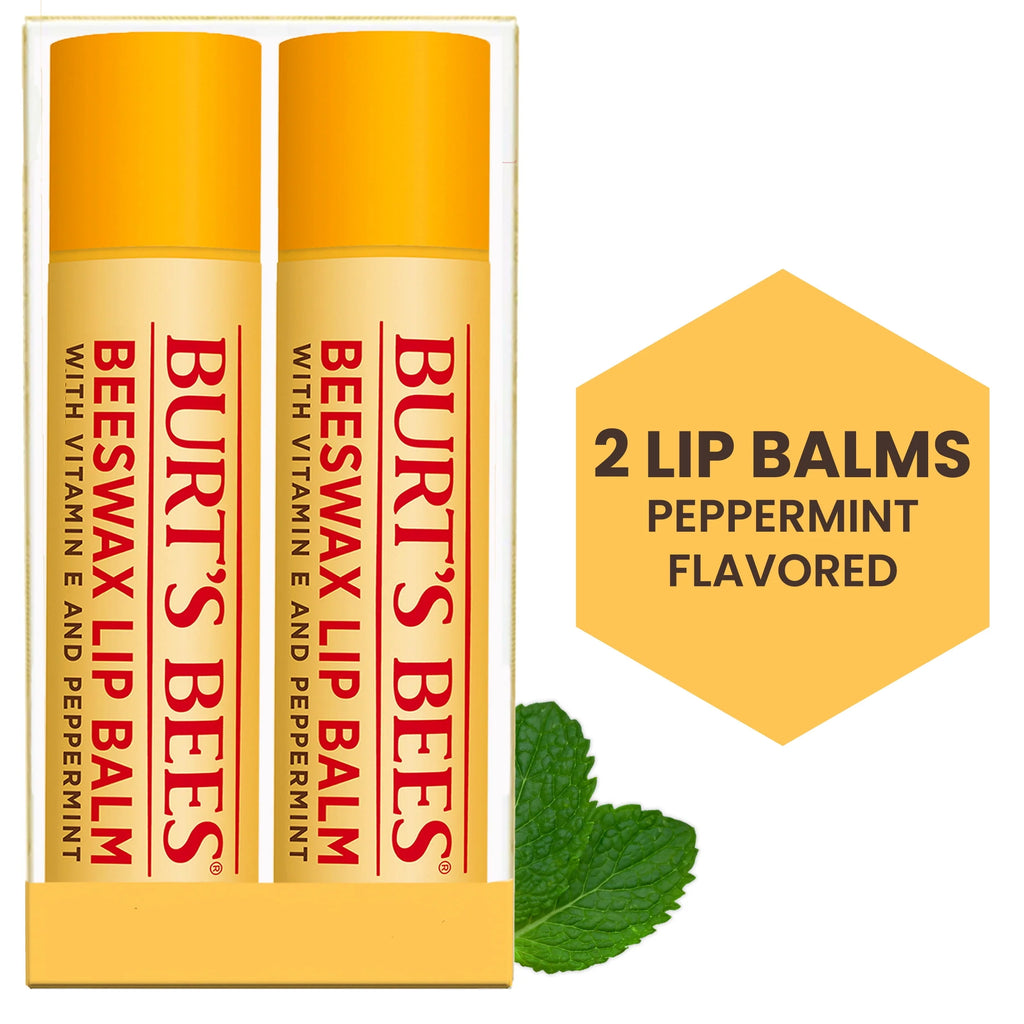Moisturizing Lip Balm with Beeswax, Vitamin E & Peppermint Oil, 3 Count B543647