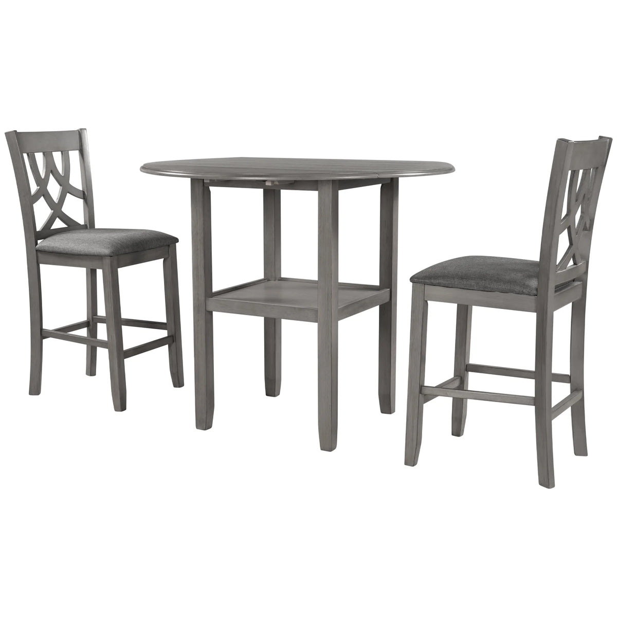 3 Piece Wooden Drop Leaf Dining Table Set with Storage A72512