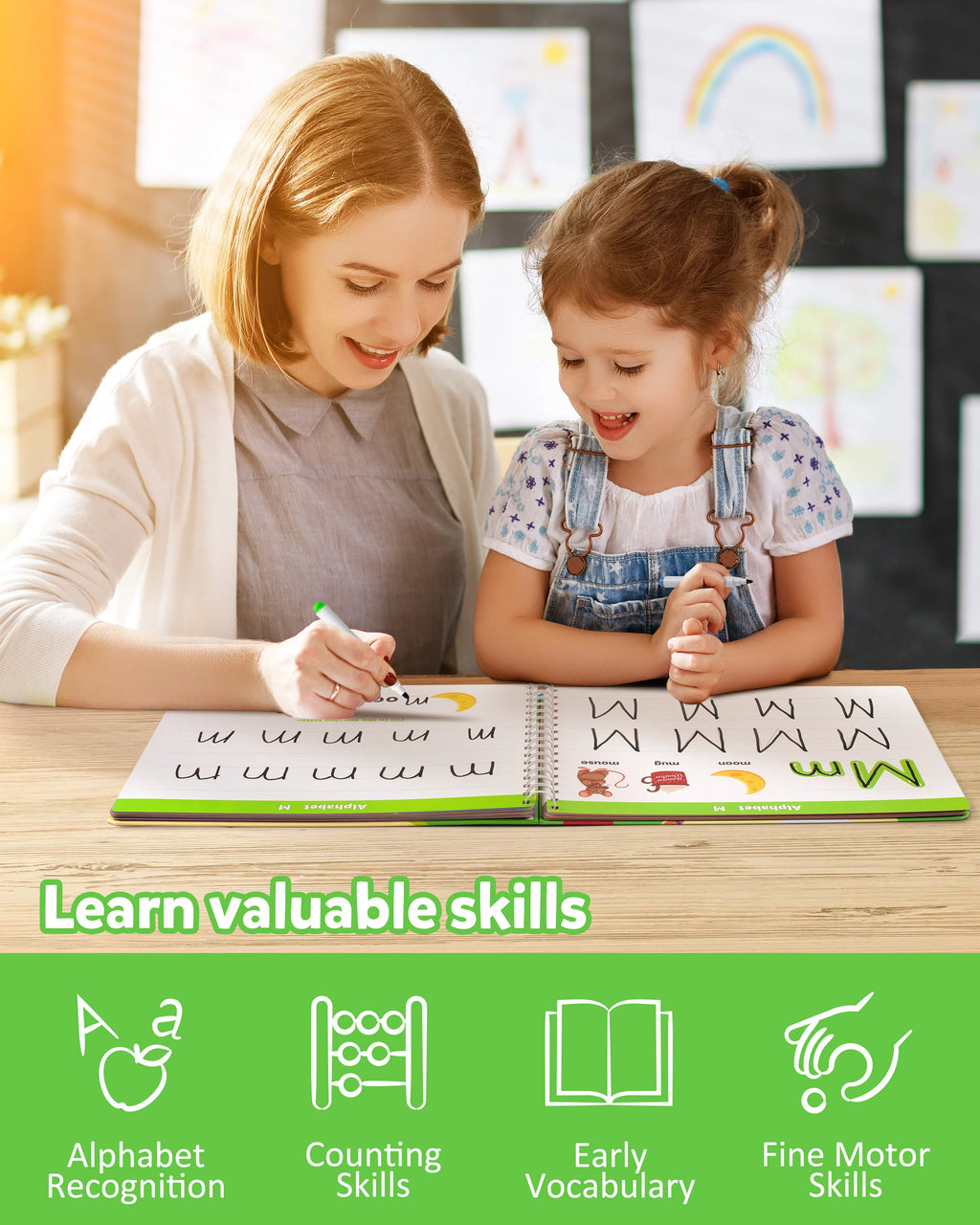 Learn to Write Workbook Numbers Letters Practicing Book ABC Alphabet Sight Words Handwriting Educational Toy U514