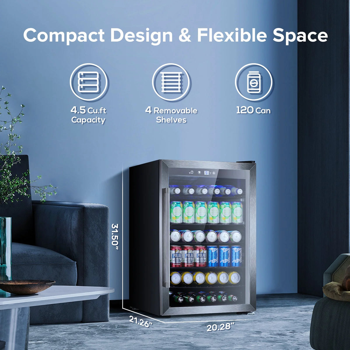 4.5cu.ft 145 Can Beverage Refrigerator Cooler F885