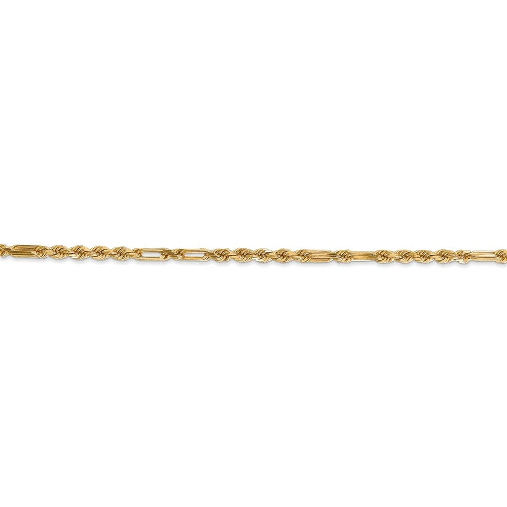 14kt Yellow Gold Diamond Cut Milano Rope Chain Bracelet 7 inch U540
