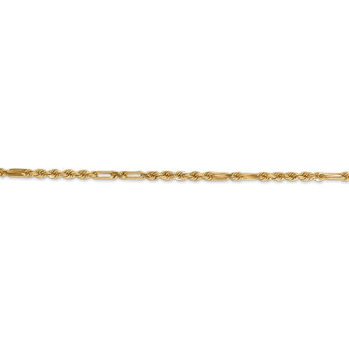 14kt Yellow Gold Diamond Cut Milano Rope Chain Bracelet 7 inch U540