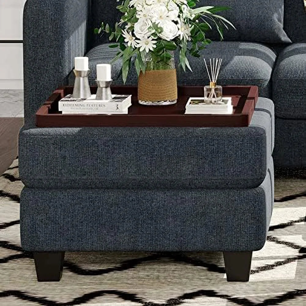 Bluish Grey Convertible Upholstered Ottoman K321456