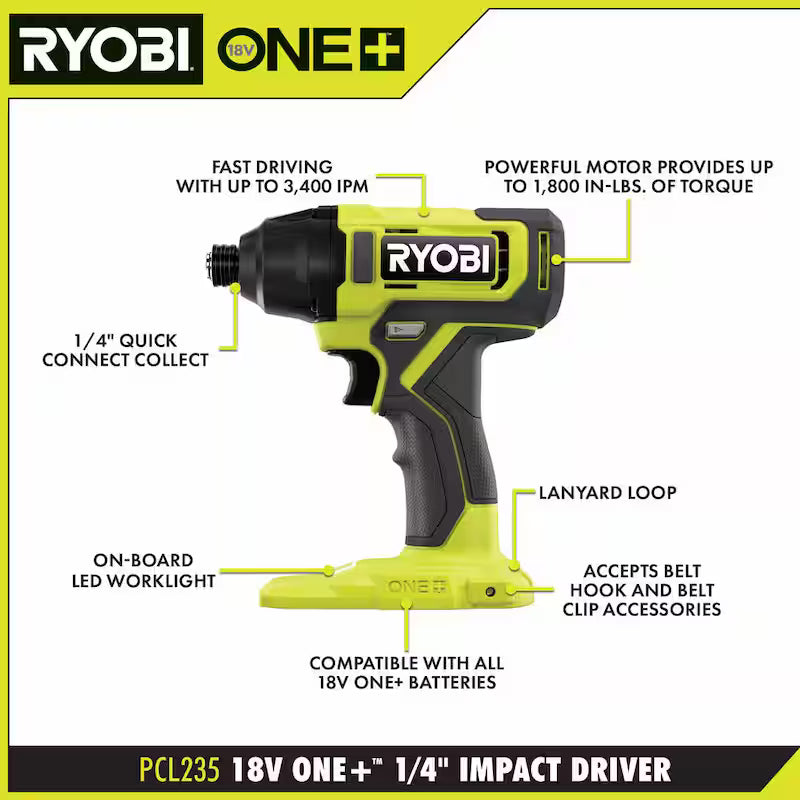 18V Cordless 1/4 in. Impact Drill/Driver Kit with 2 Batteries and Charger G719062