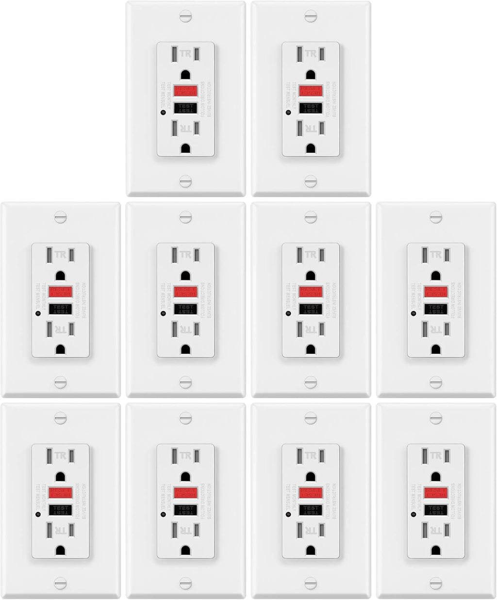 White 15A Tamper Resistant GFCI Outlets with Wallplate H1800