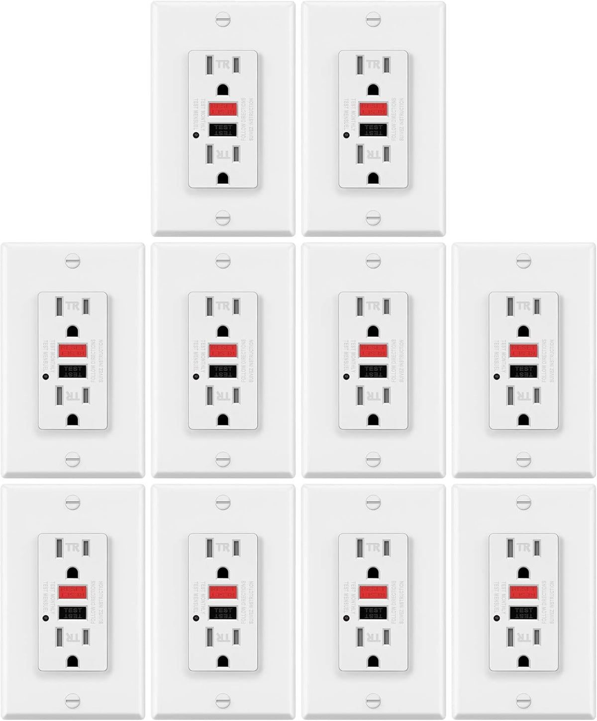 White 15A Tamper Resistant GFCI Outlets with Wallplate H1800
