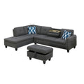 Polyester Fabric Sectional Sofa with Ottoman in Gray G20049