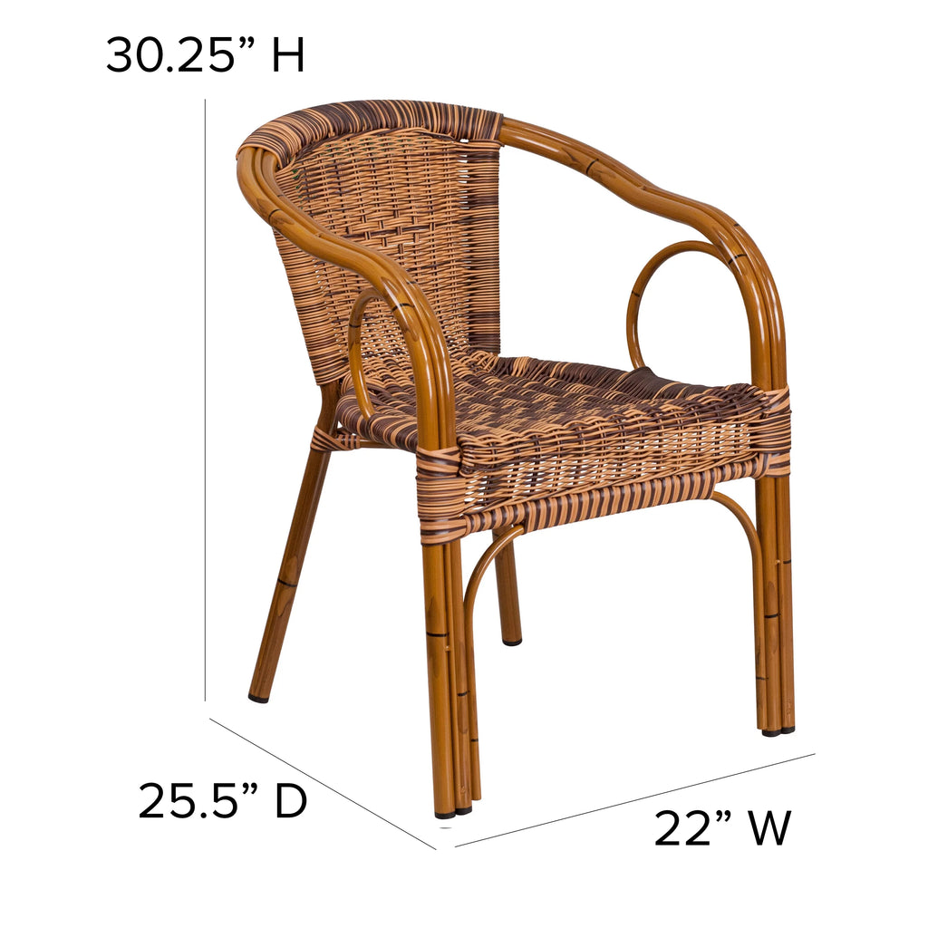 Brown Rattan Patio Chair with Dark Red Frame F631