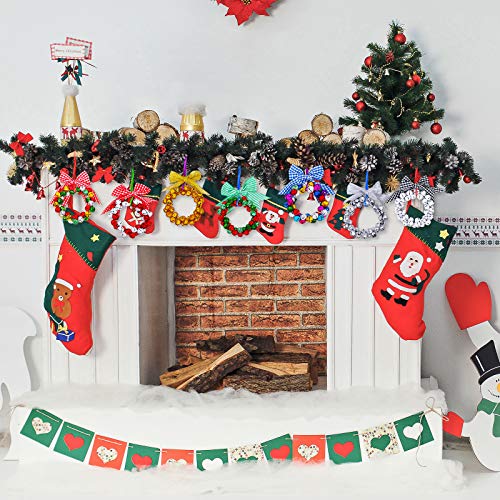14 Sets Wreath Tree Ornaments Craft Kit with Ribbons, Bows and Bells B9588