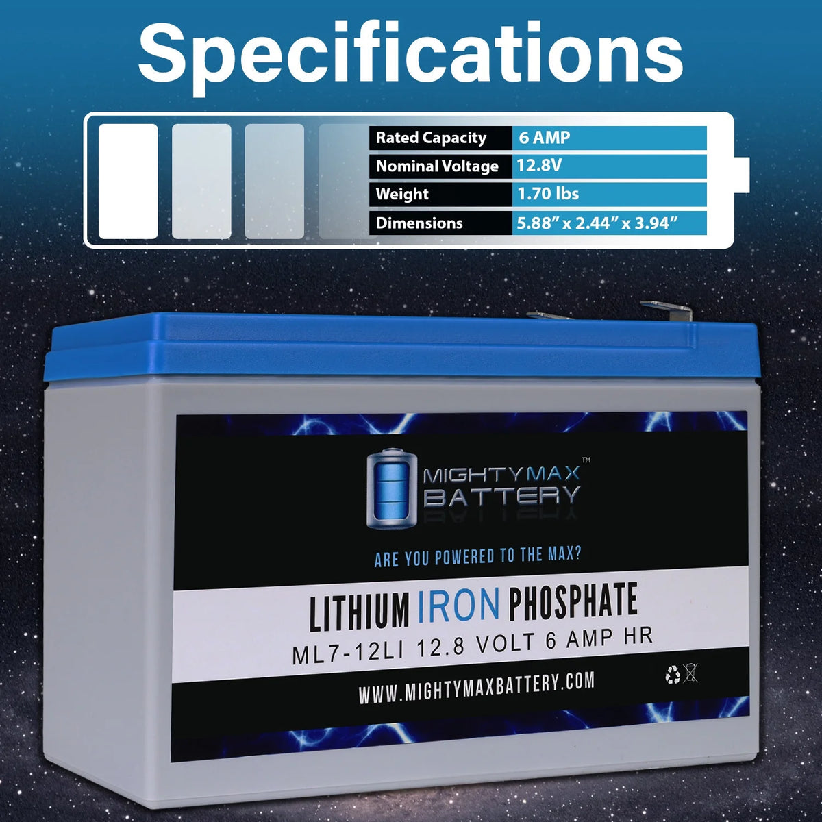 12V 7AH Lithium Replacement Battery S7216