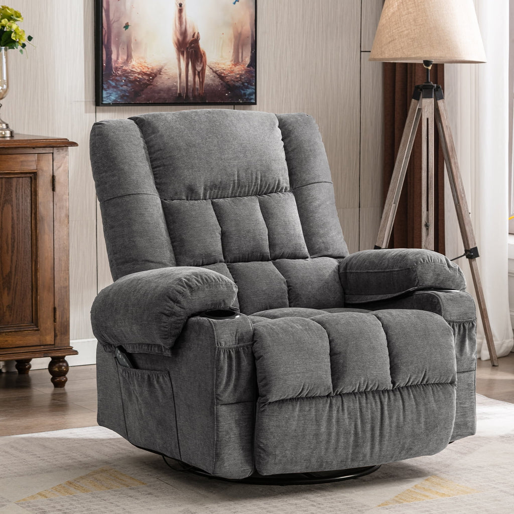 Brown Massage Rocker Recliner Chair with Heat and Cup Holders C442